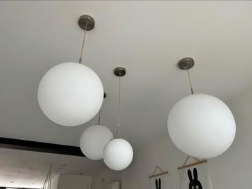 Hanglamp glazen bollen 40, 30 (2x) en 20cm beschikbaar voor biedingen