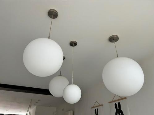 Hanglamp glazen bollen 40, 30 (2x) en 20cm, Huis en Inrichting, Lampen | Hanglampen, Zo goed als nieuw, Ophalen