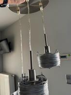 Hanglamp van 3 lampen (rvs) en 2 muurlampen, Ophalen, Gebruikt, Metaal