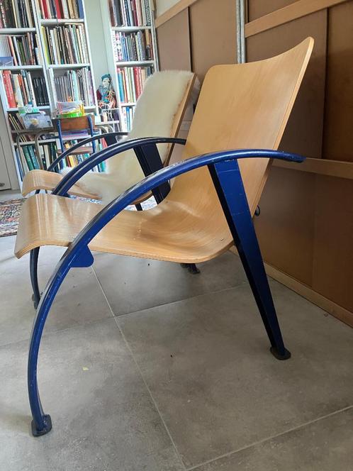 vintage fauteuil/zeteltje, Huis en Inrichting, Fauteuils, Gebruikt, Hout, Metaal, 50 tot 75 cm, Minder dan 75 cm, Ophalen