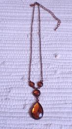 Ketting met bruine druppelvormige hanger - merk Lbmdj, Bijoux, Sacs & Beauté, Colliers, Enlèvement, Comme neuf, Brun, Réglable