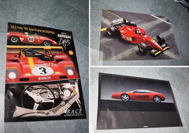 Collectie 3 Ferrari F1 auto posters, Verzamelen, Merken en Reclamevoorwerpen, Gebruikt, Reclamebord, Ophalen of Verzenden
