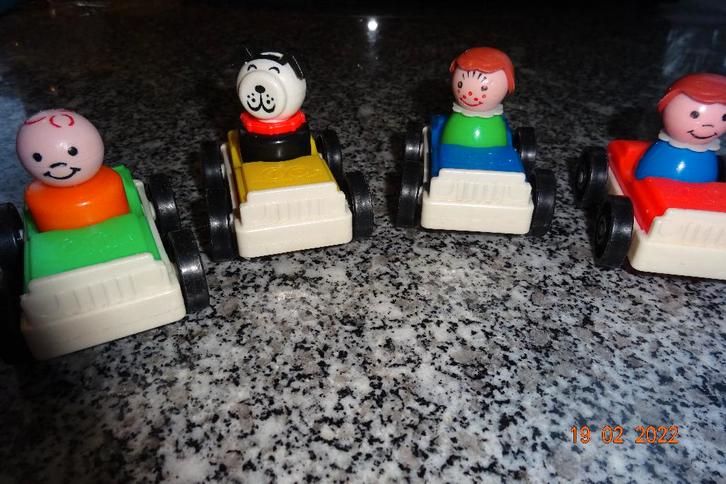 Fisher price,set 4 autootjes-popjes*VINTAGE*, Kinderen en Baby's, Speelgoed | Fisher-Price, Ophalen of Verzenden