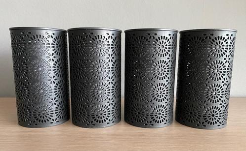 Set 4 zwarte decoratieve lampjes op zonne-energie, Huis en Inrichting, Lampen | Tafellampen, Zo goed als nieuw, Minder dan 50 cm