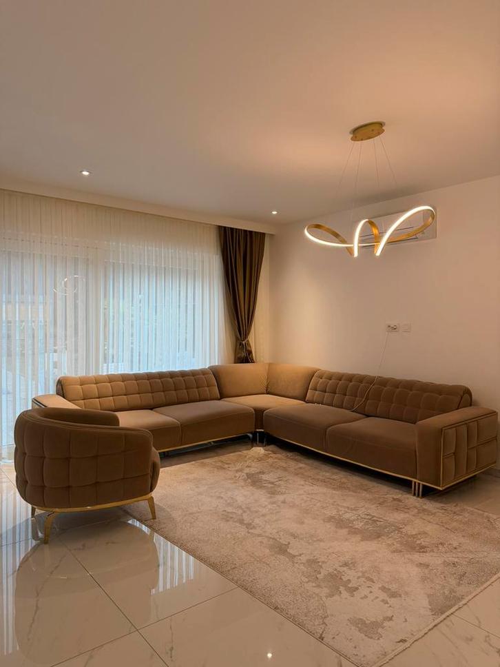 Luxe hoekzetel met slaapfunctie + fauteuil, Huis en Inrichting, Zetels | Complete zithoeken, Zo goed als nieuw, Stof, Ophalen