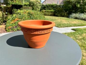 Pot à fleurs en méandre en terre cuite 20 cm, Jardin & Terrasse, Pots de fleurs, Enlèvement, Comme neuf, Terracotta