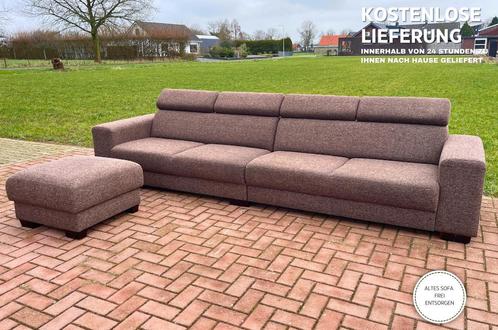 GRATIS LEVERING HEEL BE Grote Stoffen 4zits Bankstel +Hocker, Huis en Inrichting, Zetels | Zetels, Zo goed als nieuw, Rechte bank