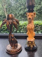 2 kandelaars, luipaard, Antiek en Kunst, Curiosa en Brocante, Ophalen of Verzenden