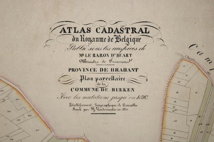 ancien plan de Bueken (Kampenhout), Ph. Vandermaelen, 19e S, Antiquités & Art, Curiosités & Brocante, Enlèvement