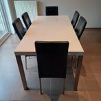 Witte tafel met poten van inox en wit blinkend lak tafelblad, Enlèvement, Blanc