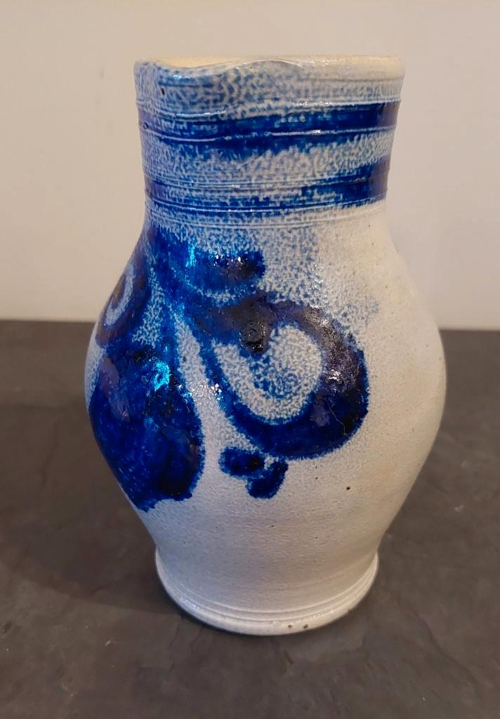 pichet à vin et pot à moutarde en céramique émaillée bleue, Antiquités & Art, Antiquités | Céramique & Poterie, Enlèvement ou Envoi