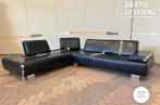 GRATIS LEVERING HEEL BE Montel Zwarte Echt Leer Hoekbank, Huis en Inrichting, Zetels | Zetels, 250 tot 300 cm, Hoekbank, Leer