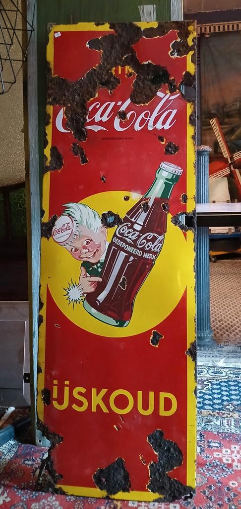 Oud emaille CocaCola reclamebord, Verzamelen, Merken en Reclamevoorwerpen, Ophalen of Verzenden