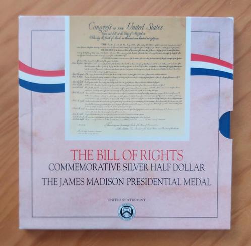 USA 1993 -The Bill Of Rights Comm. Silver 1/2 Dollar Madison, Timbres & Monnaies, Monnaies | Amérique, Série, Envoi