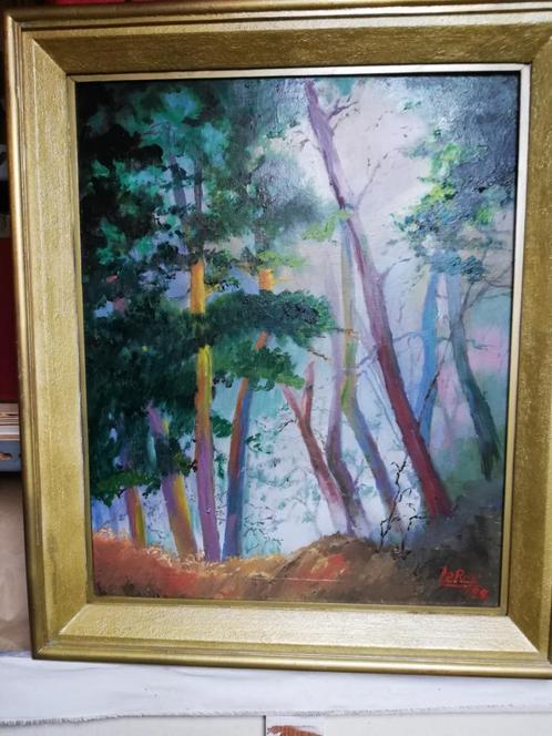 A Leroy, schilderij 'herfst in het bos', Antiquités & Art, Art | Peinture | Classique, Enlèvement ou Envoi