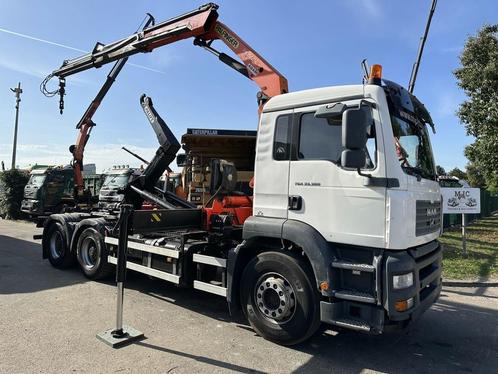 MAN TGA 33.360 6x4 PORTE CONTAINER + GRUE PALFINGER PK 15002, Autos, Camions, Entreprise, Achat, ABS, Attache-remorque, MAN, Diesel