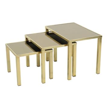 Hollywood Regency Nesttafels Belgo Chrom 23kt Goud Verguld beschikbaar voor biedingen