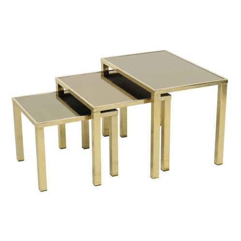 Hollywood Regency Nesttafels Belgo Chrom 23kt Goud Verguld, Antiek en Kunst, Curiosa en Brocante, Ophalen