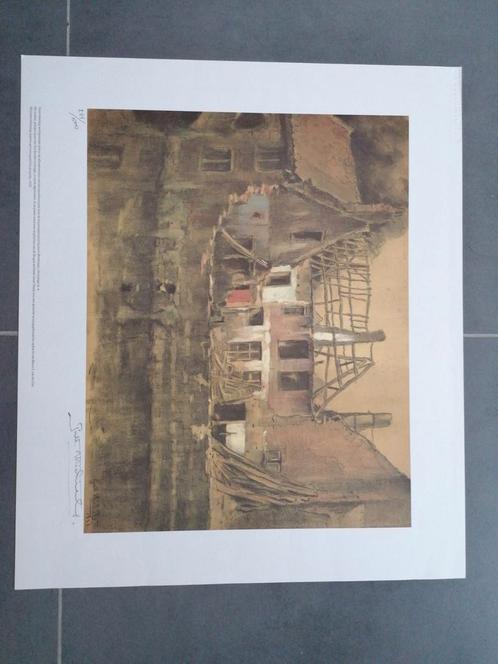 Guillaume Michiels 1933. Prent van schilderij Brugge., Antiquités & Art, Art | Dessins & Photographie, Enlèvement ou Envoi