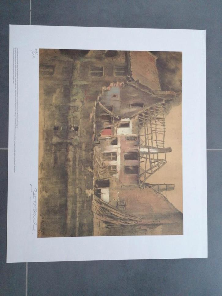 Guillaume Michiels 1933. Prent van schilderij Brugge., Antiek en Kunst, Kunst | Tekeningen en Fotografie, Ophalen of Verzenden