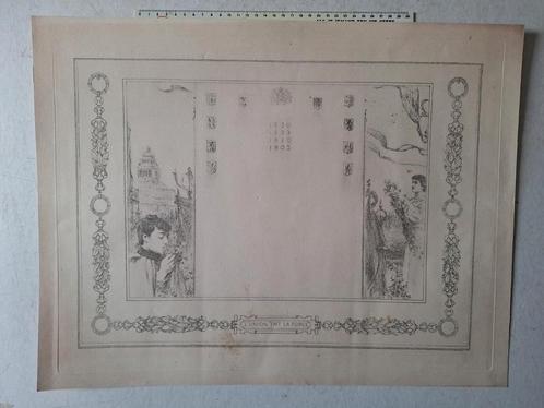 Originele litho Fernand Khnopff L'Union fait la force 1905, Antiek en Kunst, Kunst | Litho's en Zeefdrukken, Ophalen of Verzenden
