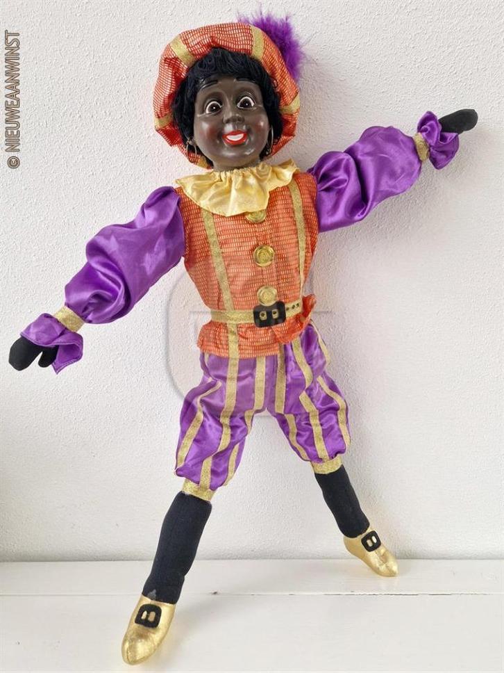 Authentieke V&D etalage zwarte Piet pop - 60cm, oranje/paars, Divers, Saint-Nicolas, Envoi