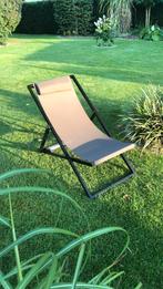 Deux Chiliennes état impeccable acier noir et toile brune, Jardin & Terrasse, Enlèvement ou Envoi, Comme neuf