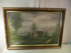 Prachtig Geschilderd Werk 'Kempische Boerderij' - P Arends, Antiek en Kunst, Ophalen of Verzenden