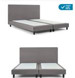 Sommier tapissier avec tête de lit 180m x2m, Gris, Enlèvement ou Envoi, Comme neuf, 180 cm