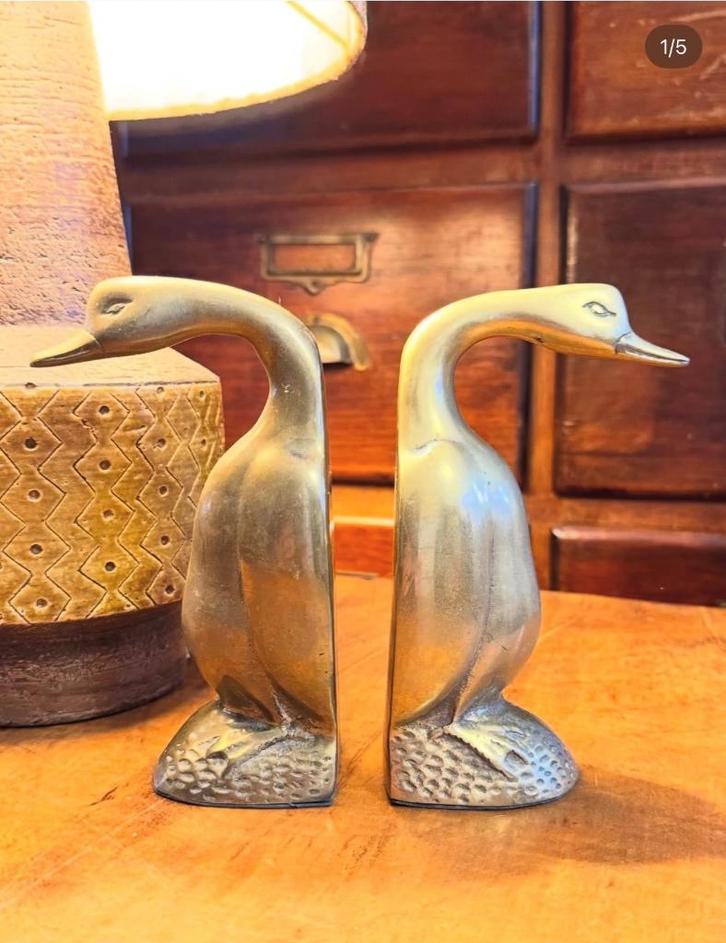 Messing boekensteunen eenden, Antiek en Kunst, Antiek | Brons en Koper, Ophalen of Verzenden
