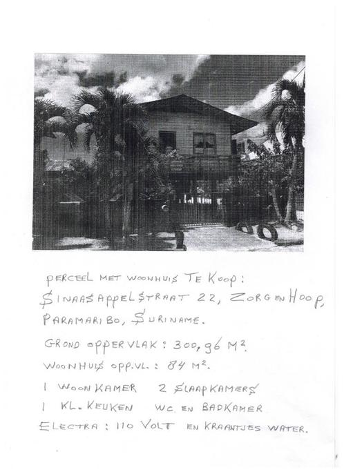 TE KOOP WOONHUIS IN SURINAME / OOK VOOR 2 DE VERBLIJF., Immo, Buitenland, Buiten Europa, Woonhuis, Stad, Verkoop zonder makelaar