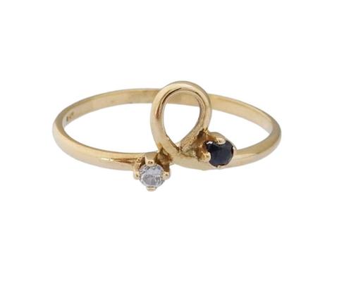 18 karaat Gouden Damesring Ring Briljant en Saffier M16.25, Handtassen en Accessoires, Ringen, Nieuw, Dame, Kleiner dan 17, Goud