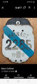 Plaque de taxe provinciale auto Hainaut, Collections, Enlèvement ou Envoi, Utilisé