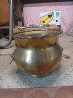 Messing bloempot, Tuin en Terras, Ophalen, Gebruikt, Rond, Overige materialen