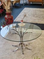 Vintage space age salontafel chroom / glas rond 70s, Ophalen, Gebruikt, Glas, Vintage