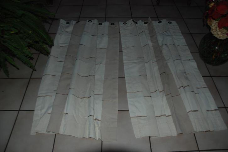 Set van 2 verduisteringsgordijnen in beige/bruin H 1m40 x L, Huis en Inrichting, Stoffering | Gordijnen en Lamellen, Zo goed als nieuw