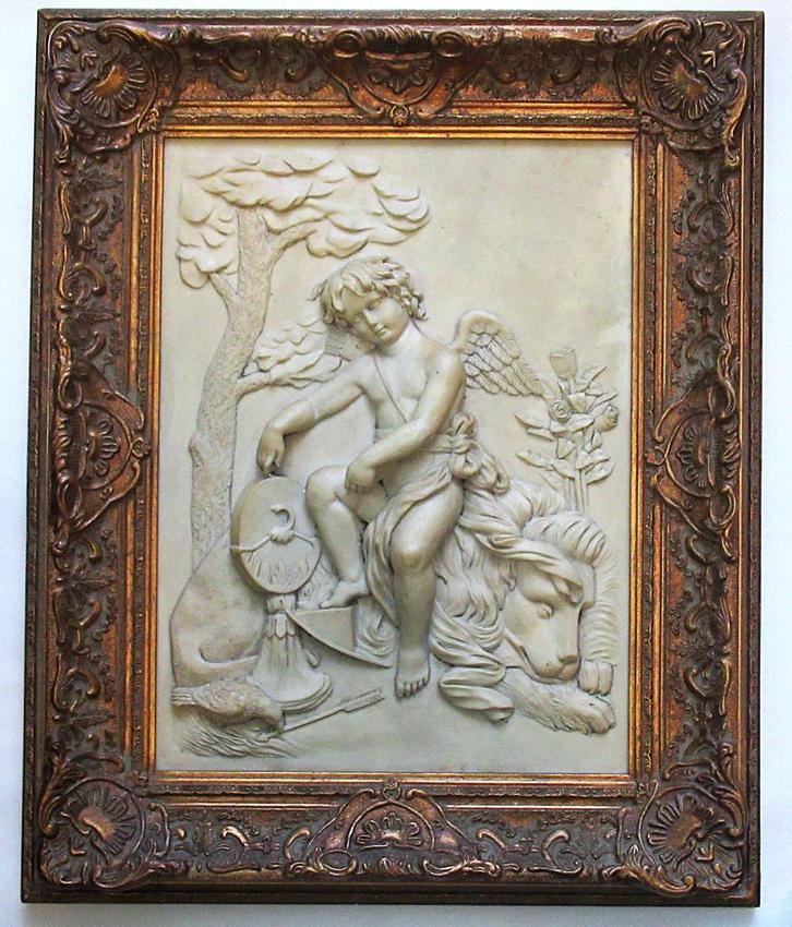 ArtKunst reliëfplaquette jachtvoorstelling in Roe Bros lijst, Antiek en Kunst, Kunst | Schilderijen | Klassiek, Ophalen of Verzenden