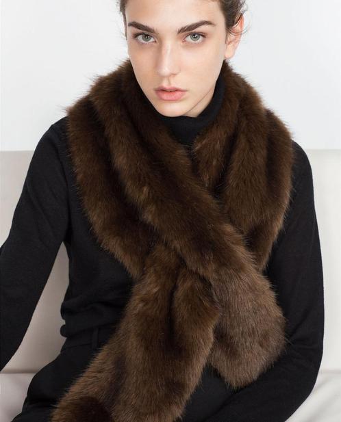 Zara : faux fur stola / Bruin / 150x30cm - Nieuw -, Kleding | Dames, Mutsen, Sjaals en Handschoenen, Nieuw, Sjaal, Ophalen of Verzenden