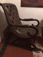 Chesterfield schommelstoel groen leder jaren zestig, Huis en Inrichting, Fauteuils, Ophalen