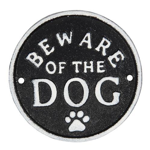 Tekstbord - Beware of the Dog - rond Landelijk gietijzer, Huis en Inrichting, Woonaccessoires | Tekstborden en Spreuken, Nieuw