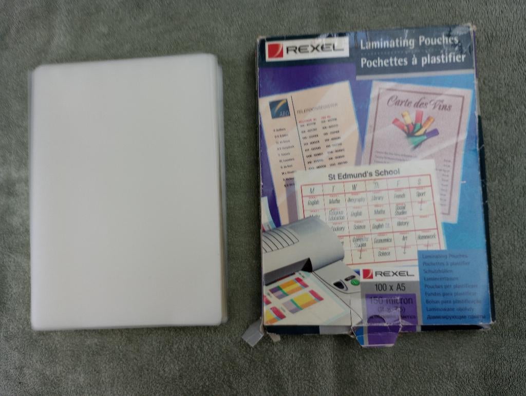 Rexel lamineerhoezen A5 : 150 micron, Diversen, Papierwaren, Zo goed als nieuw, Ophalen of Verzenden