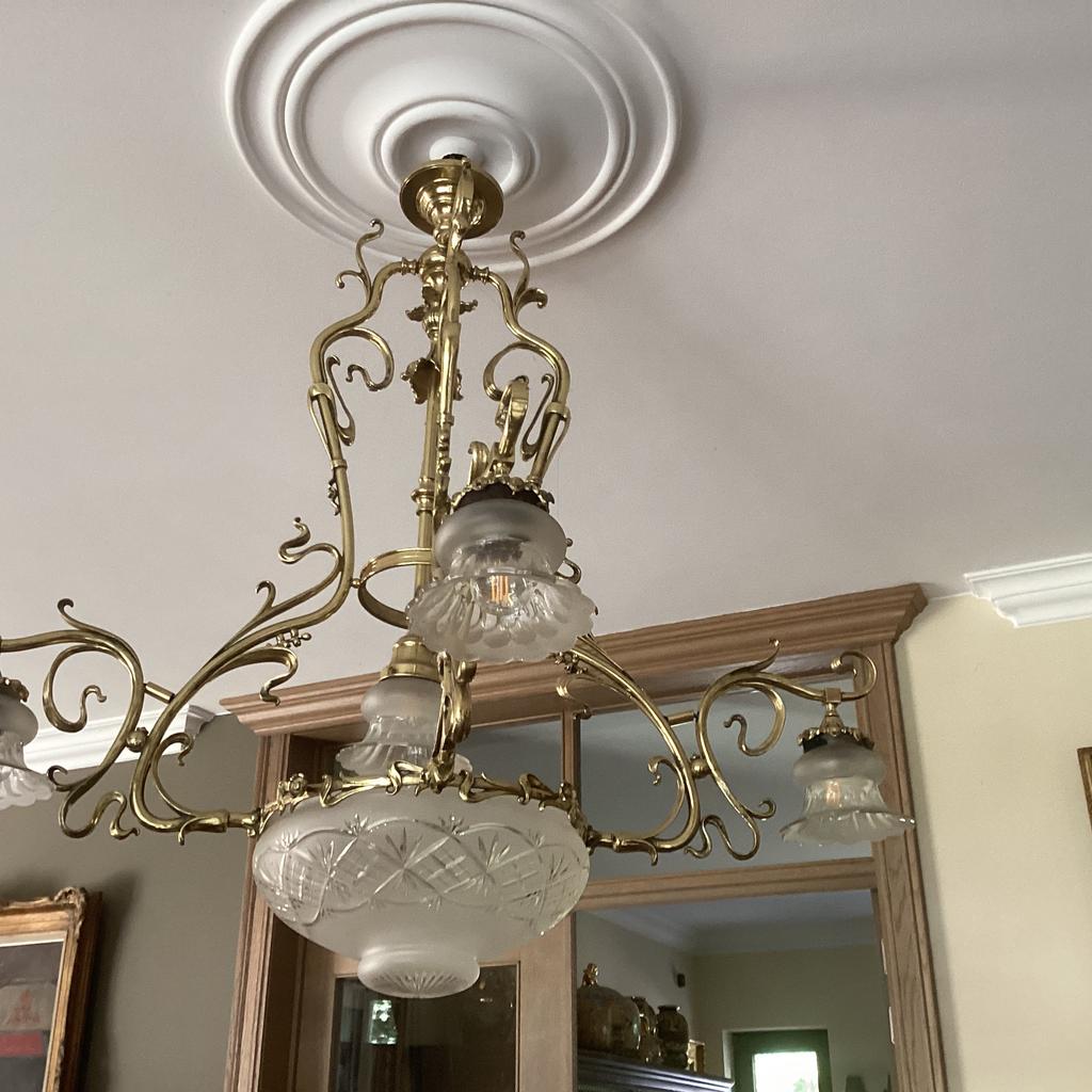 Lustre Art Nouveau en cuivre lourd, Antiquités & Art, Enlèvement