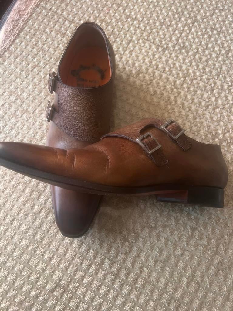 Santoni heren schoenen, Ophalen, Bruin, Gespschoenen, Gedragen
