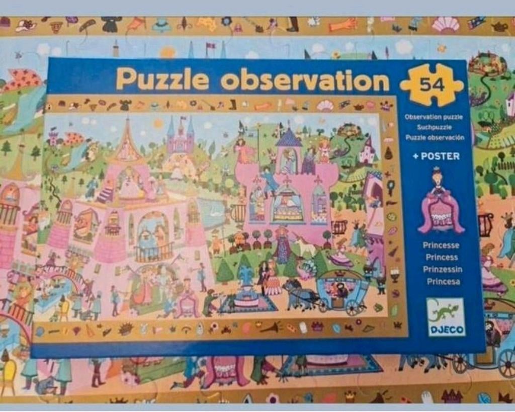 Puzzel ( observatiepuzzel ) prinses / 54 stukken / djeco, Ophalen of Verzenden