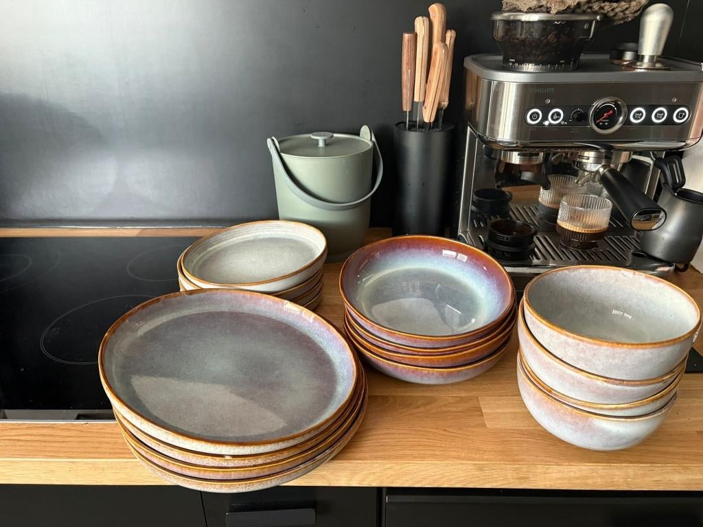 Handgemaakt servies voor 4, Ophalen, Zo goed als nieuw, Overige stijlen, Aardewerk