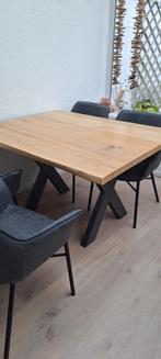 Tafel 4 persoons met stoelen en salontafel, Huis en Inrichting, Ophalen, 50 tot 100 cm, 100 tot 150 cm, Eikenhout