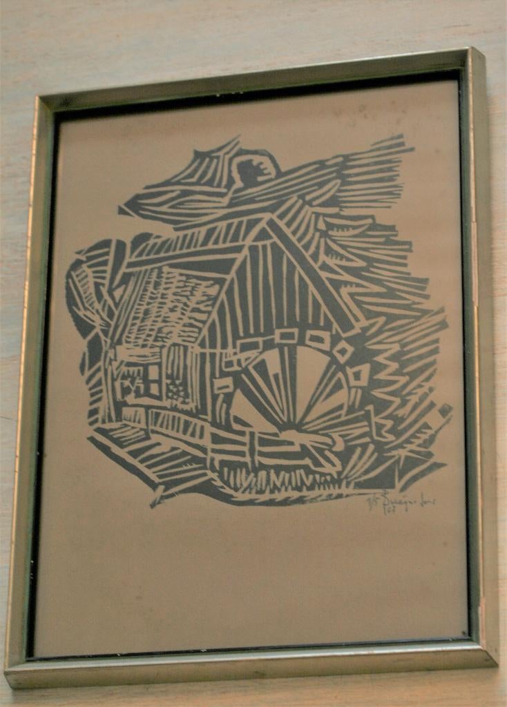 Joris BUSEIJNE (1931) - Houtsnede 1967 - Gsigneerd, Antiek en Kunst, Kunst | Etsen en Gravures, Ophalen of Verzenden, Houtsnede