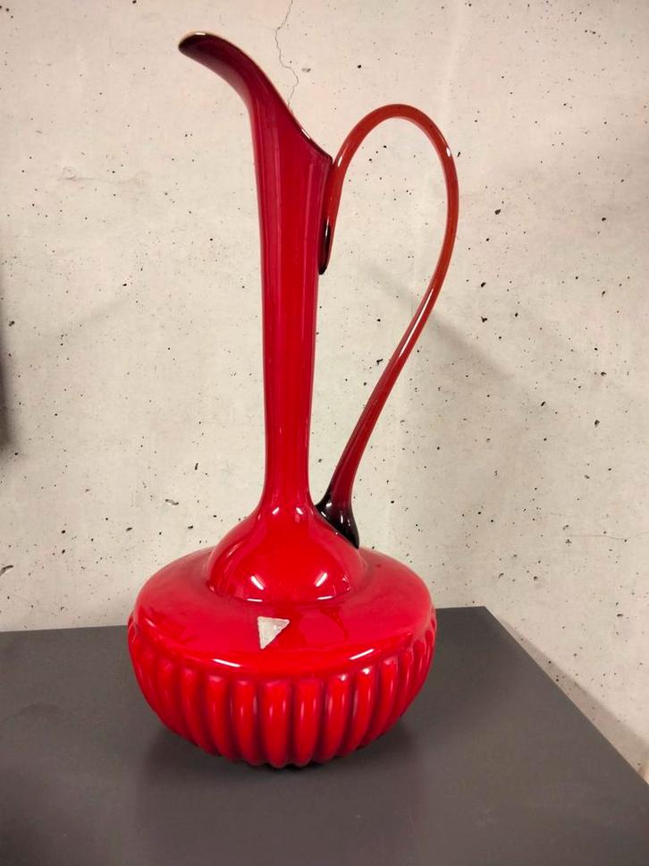 1960s vintage vaas karaf glas Opaline Empoli? Italy, Verzamelen, Retro, Ophalen of Verzenden