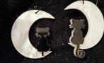 Boucles d'oreilles Chats sur la lune, Neuf, Enlèvement ou Envoi, Autres matériaux, Pendantes