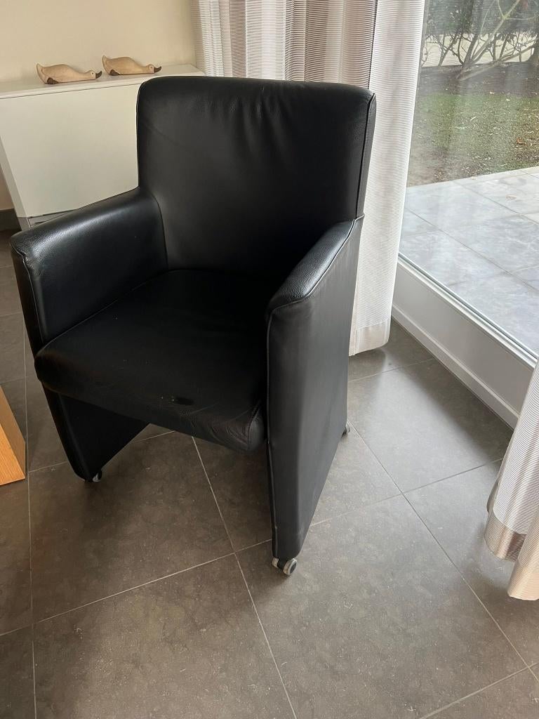 leren Stoel, Huis en Inrichting, Stoelen, Gebruikt, Eén, Leer, Zwart, Ophalen